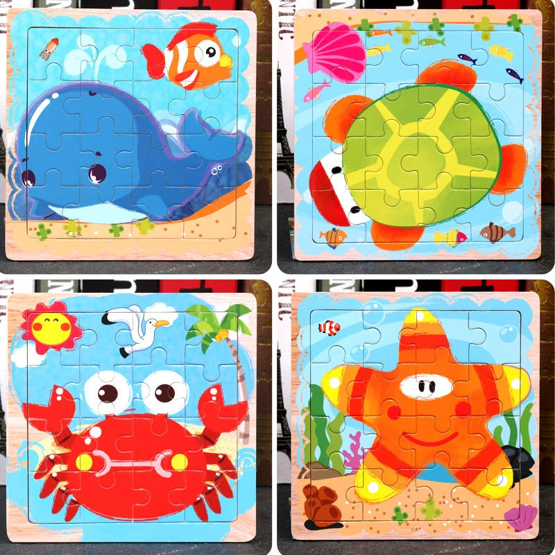 9/16 Jigsaw Puzzles for Kids Ages 2 3 4 5 Toddler Wooden Puzzle Preschool Educational Toys Set Animals Puzzle for Boys and Girls