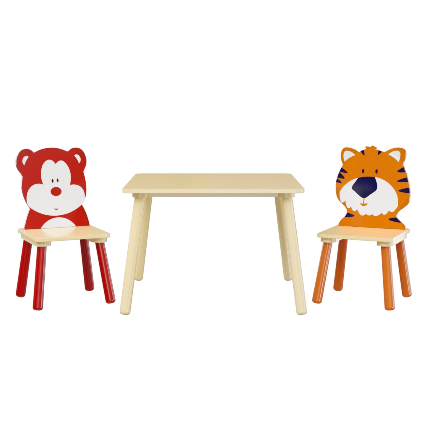 Kids Table & 2 Chairs Set, 3Pc Toddler Wooden Activity Play Set