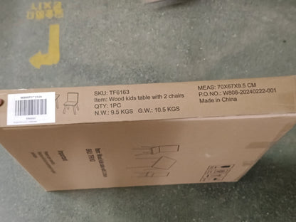 Kids Table And 2 Chairs Set, 3 Pieces Toddler Table And Chair Set, Wooden Activity Play Table Set W