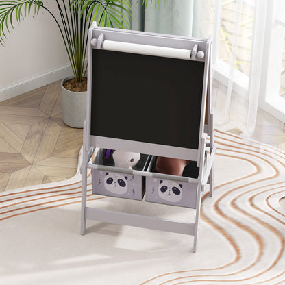 Art Easel for Kids with Paper Roll, Blackboard, Whiteboard, Storage