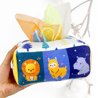Baby Montessori Toy Magic Tissue Box Educational Learning Book Activity Sensory For Kids Finger Exercising Busy Board Baby Game