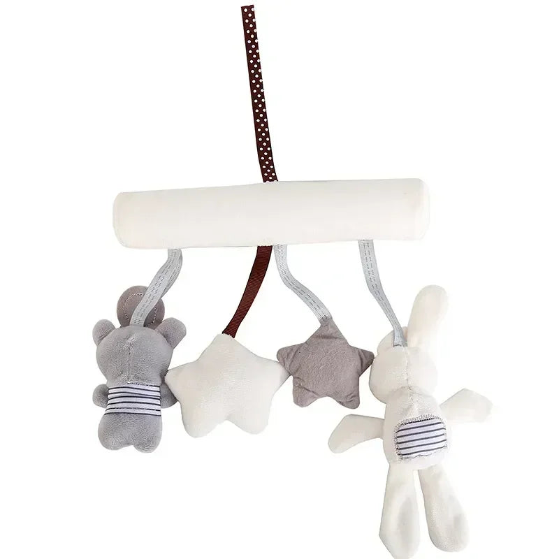 For Baby Stroller Crib  Bed Accessories Infant Toddler Rattles Toys Soft Rabbit Bear Style Pram Hanging Toys Plush Appease Doll