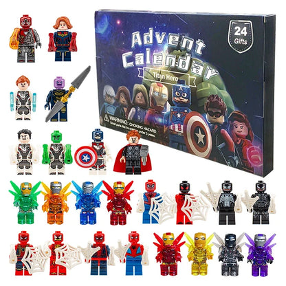 24Pcs/Set Marvel Advent Calendar Box Figure Anime Action Figure Model Building Blocks Christmas Advent Calendar Countdown Toys