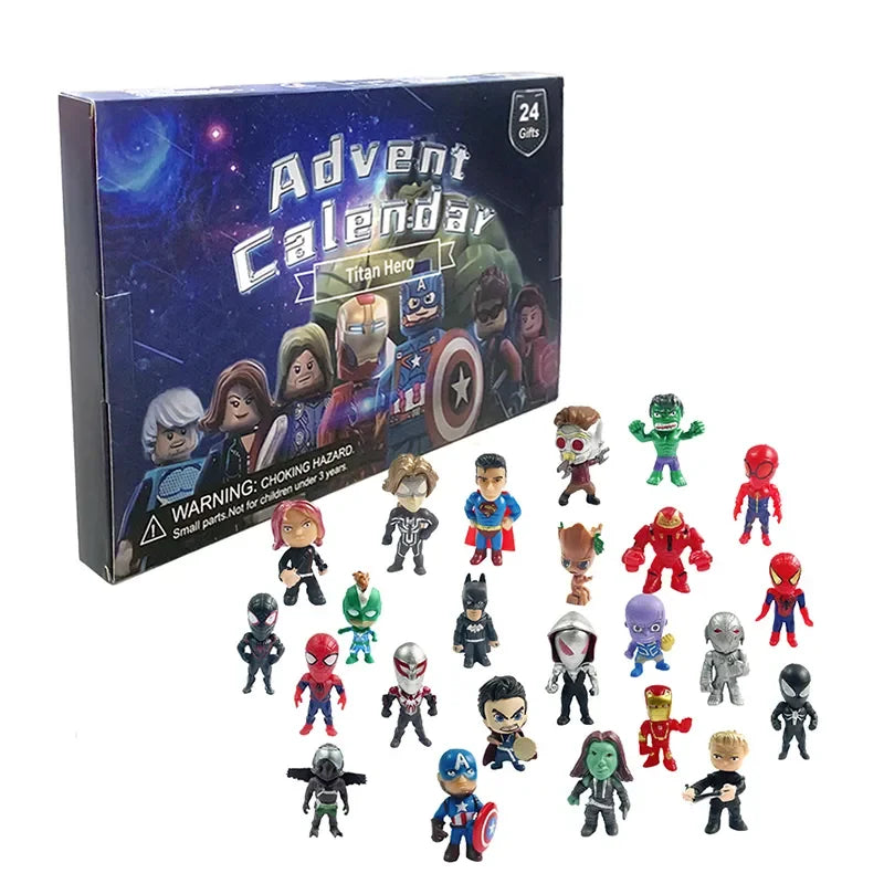 24Pcs/Set Marvel Advent Calendar Box Figure Anime Action Figure Model Building Blocks Christmas Advent Calendar Countdown Toys