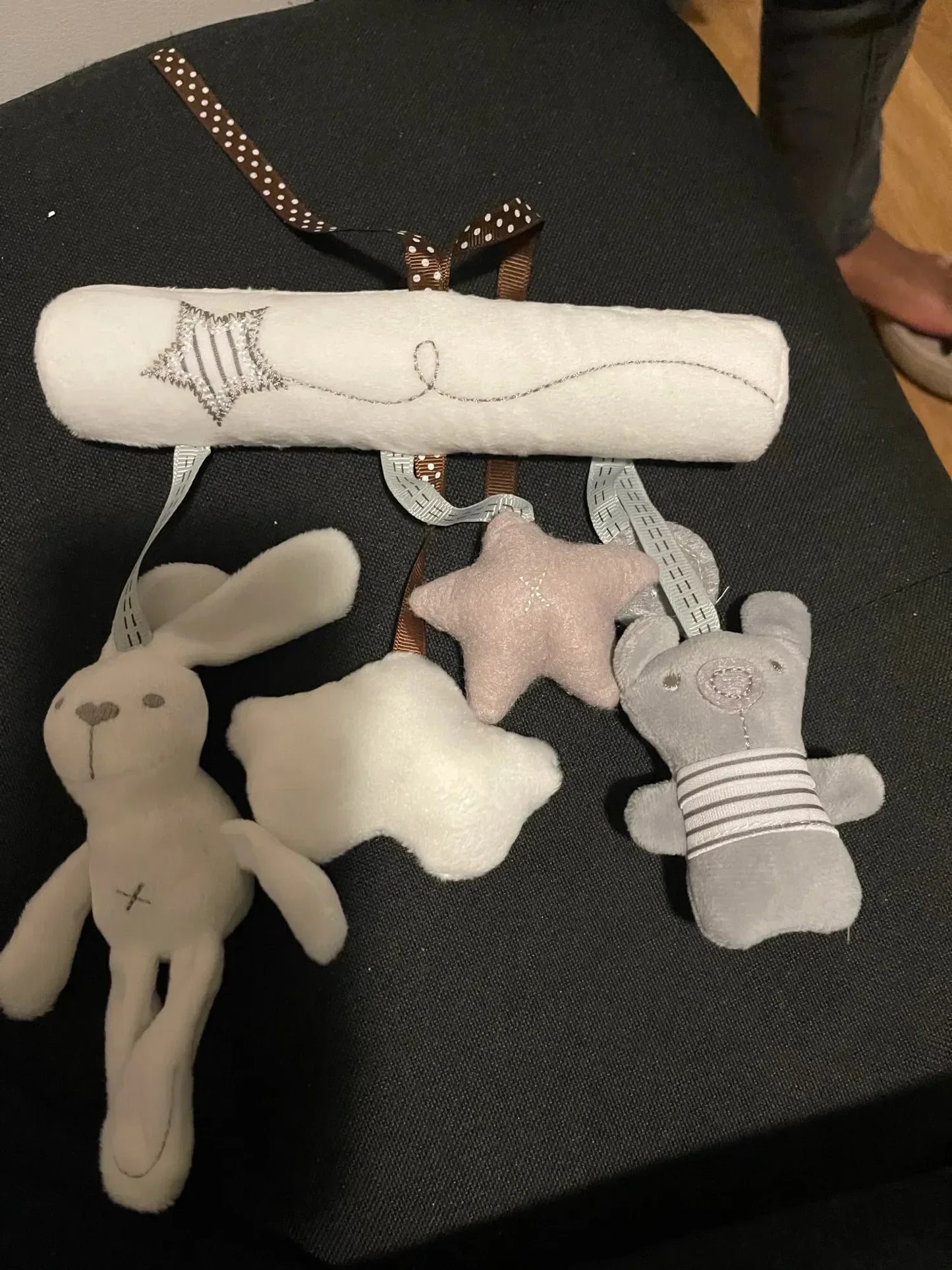 For Baby Stroller Crib  Bed Accessories Infant Toddler Rattles Toys Soft Rabbit Bear Style Pram Hanging Toys Plush Appease Doll