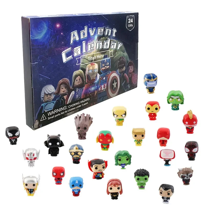 24Pcs/Set Marvel Advent Calendar Box Figure Anime Action Figure Model Building Blocks Christmas Advent Calendar Countdown Toys