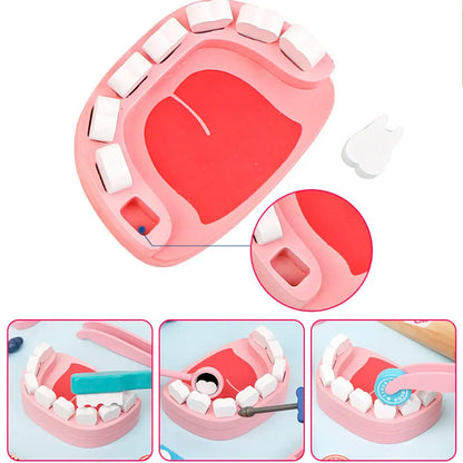 Pretend Play House Doctor Toy Wooden Medical Toolbox Dentist Set Simulation Play House Toy Role Playing Life Skill For Children