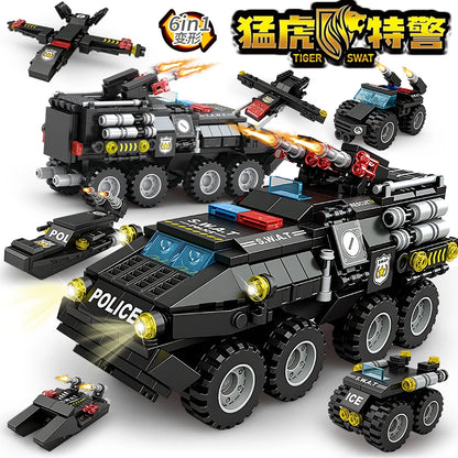 Urban SWAT Armored Vehicle Building Blocks Military Tank Police Car Construction Set Boys DIY Toys Christmas Birthday Gift
