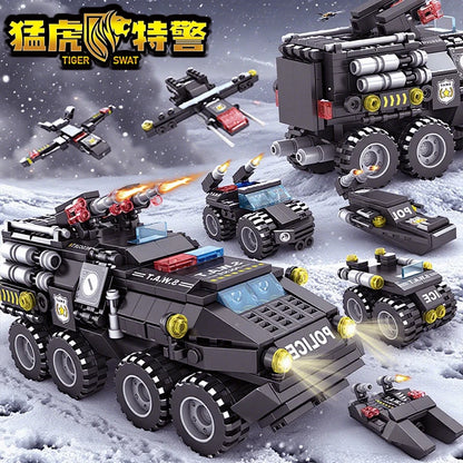 Urban SWAT Armored Vehicle Building Blocks Military Tank Police Car Construction Set Boys DIY Toys Christmas Birthday Gift