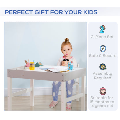 2 in 1 Kids Activity Table with Storage, Kids Building Block Table for Play, Crafts, Studying, Snacks, Toddler Table and Chair Set Playroom, Gray